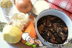 image Капустняк рецепт с сухими грибами и пшеном